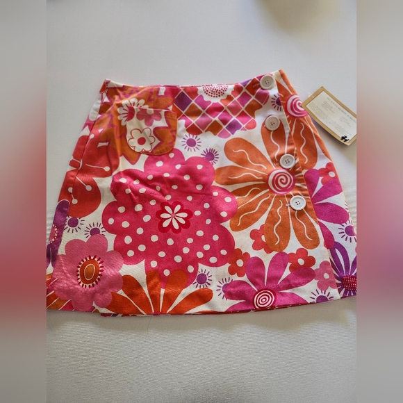 Floral Pink Skirt with Button Detail - Picture 1 of 6